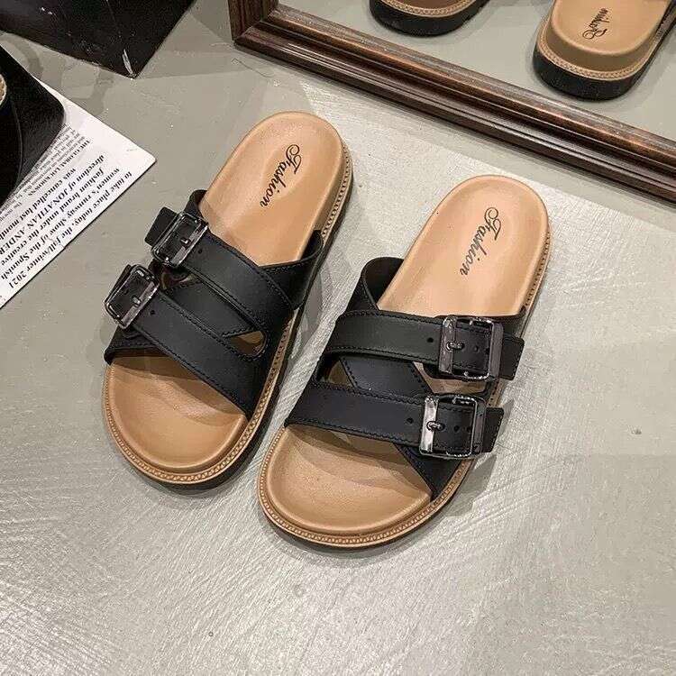 Fashion Korean Style Casual Versatile Beach Sandals 2025 Summer New Thick Sole Designer Shoes One-Strap Women's Shoe Outdoor Slippers