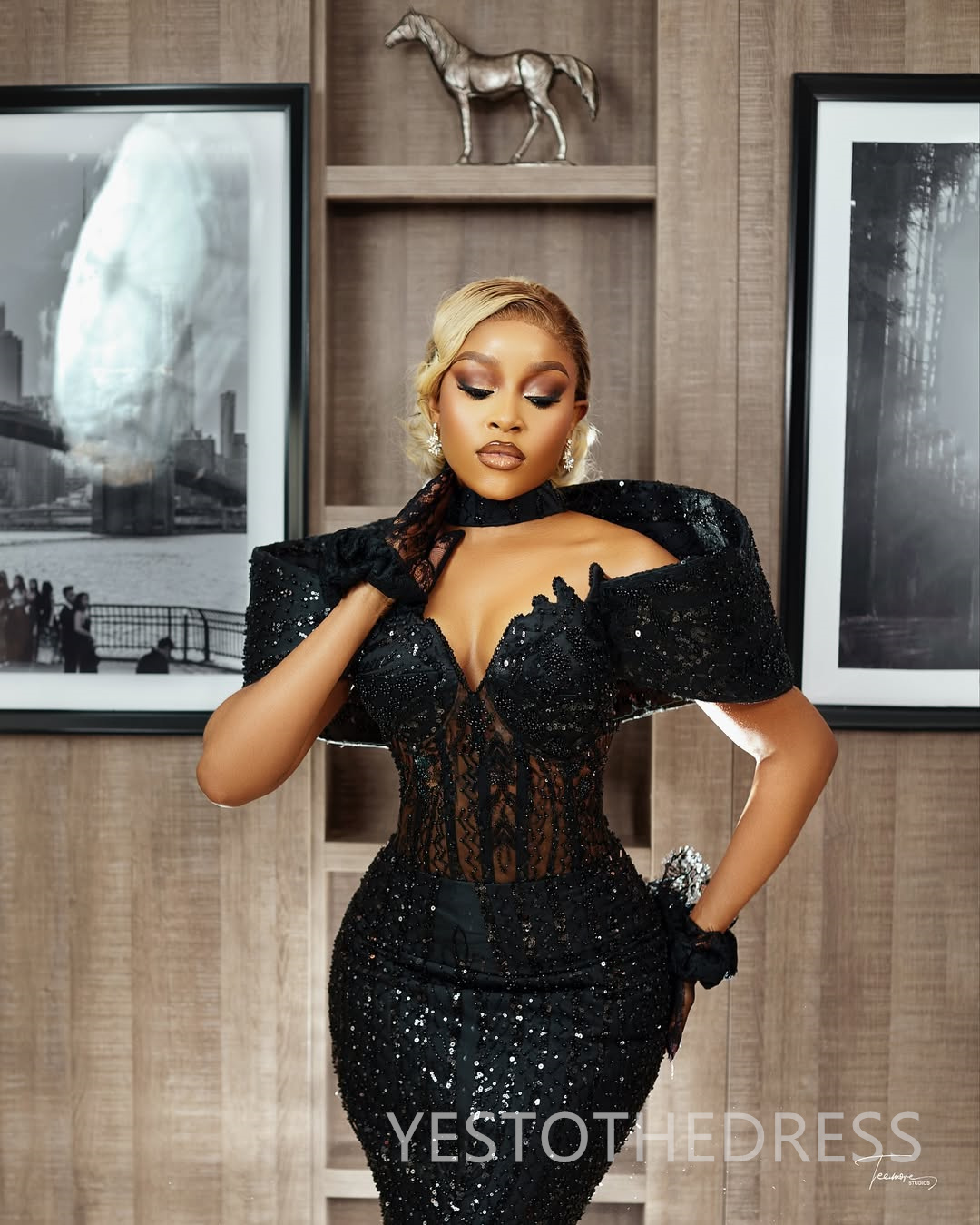 Black Aso Ebi Mermaid Prom Dress 2025 Evening Dresses Robe De Sorrie Detachable Train Off Shoulder Beaded Lace Tiers Birthday Dress Second Reception G