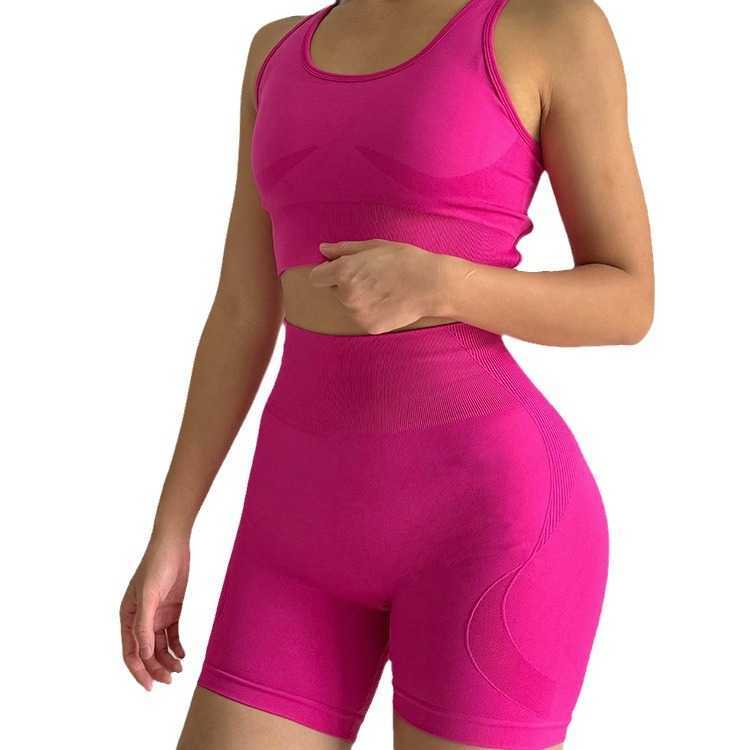 New Seamless Yoga Set Yoga Clothing Shorts Two-piece Fitness Running Quick-dry Sports Set for Women H250819