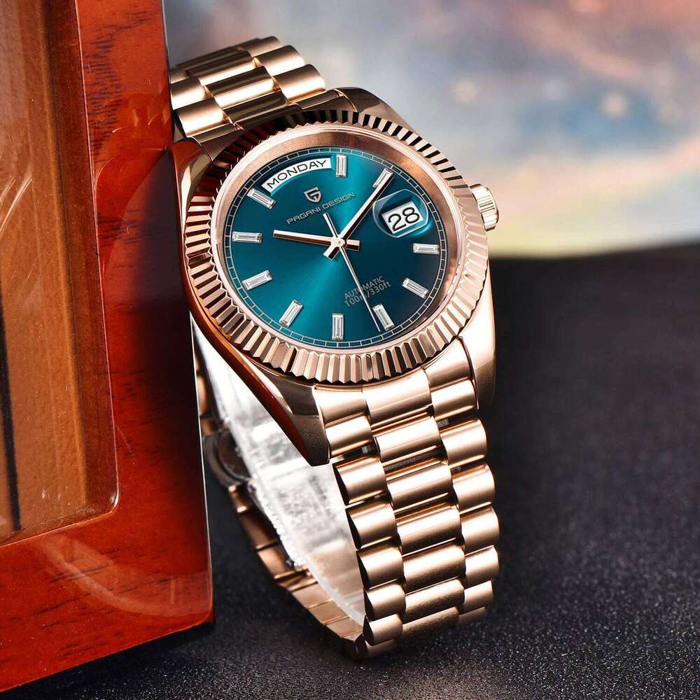 PAGANI DESIGN DD36 Mens Watches Rose Gold Automatic Watch For Men Mechanical Wristwatch AR Sapphire Waterproof Clock Gift