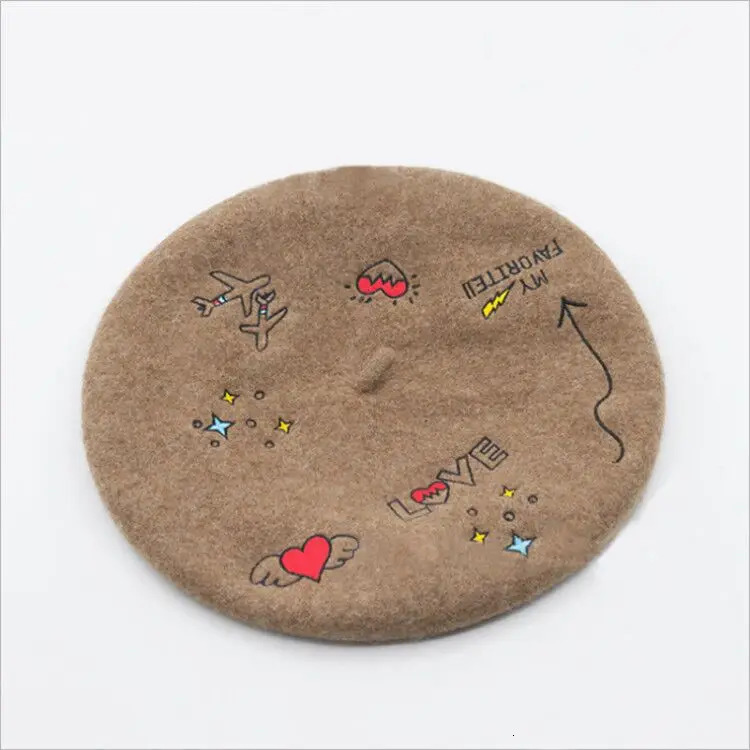COKK Autumn Winter Hats For Women Lady Wool Beret Artist Painter Cap Embroidery Beret Female England Vintage Boina Feminina 250819