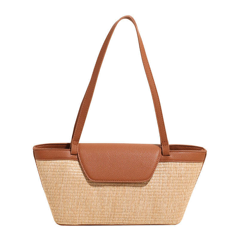 French Style Niche Designer Straw Large Capacity Tote for Women 2025 Summer Bags Casual Vacation Beach Woven Shoulder Bag Trendy