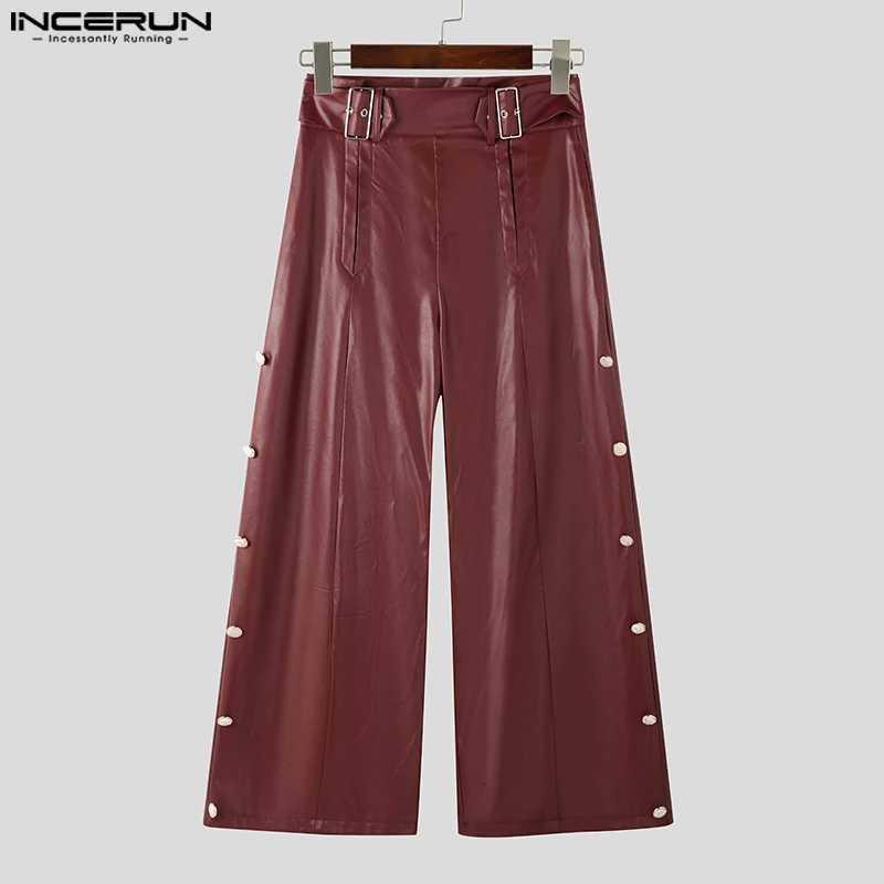 2025 American Style Trousers Fashion Mens Personality Metal Buckle High Waist Pants Casual Streetwear Wide Leg Trousers W250819