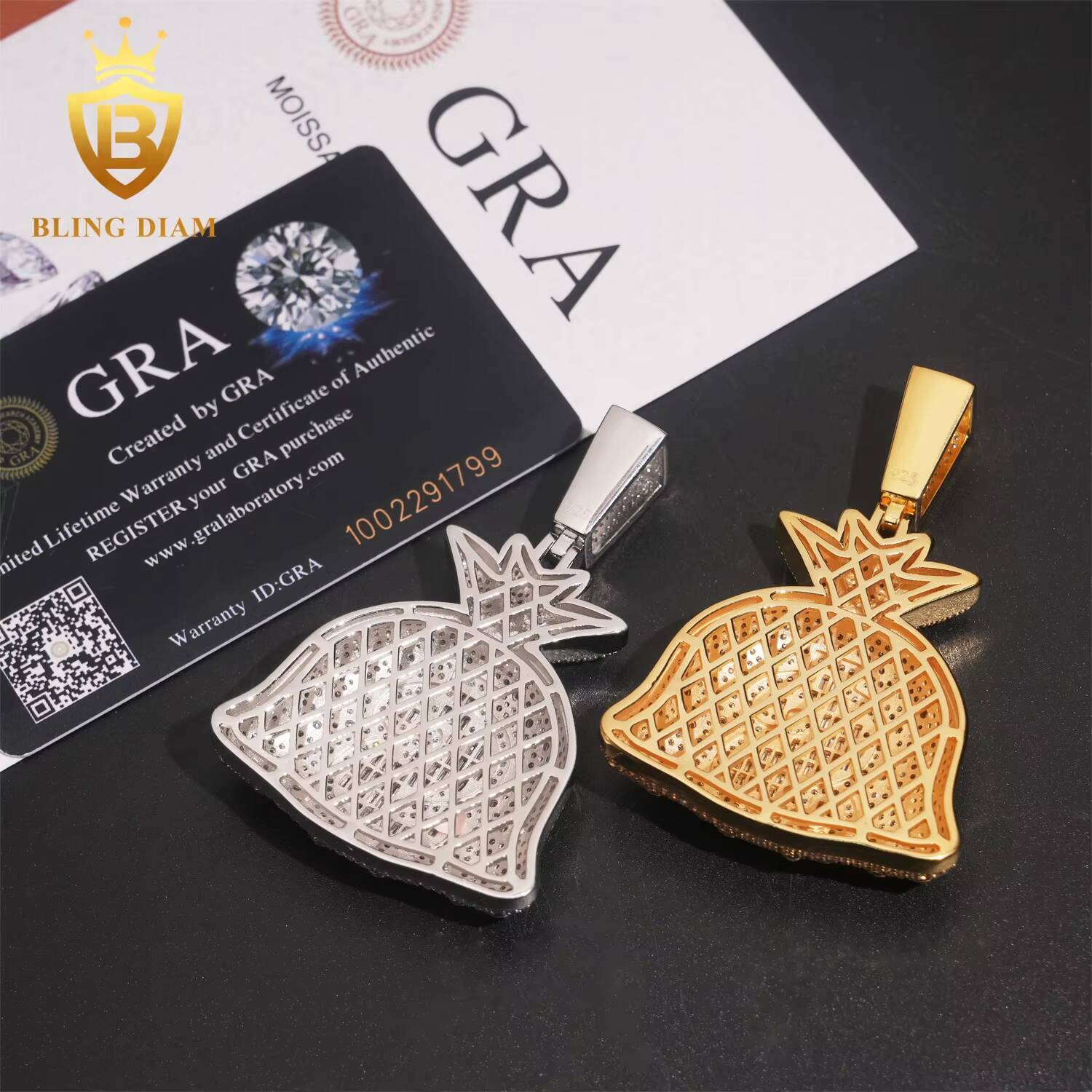 GRA Certified Iced Out Diamond Pendant Men Custom Hip Hop 925 Silver Gold Vvs Dollar Money Bag Pendant Fine Jewelry