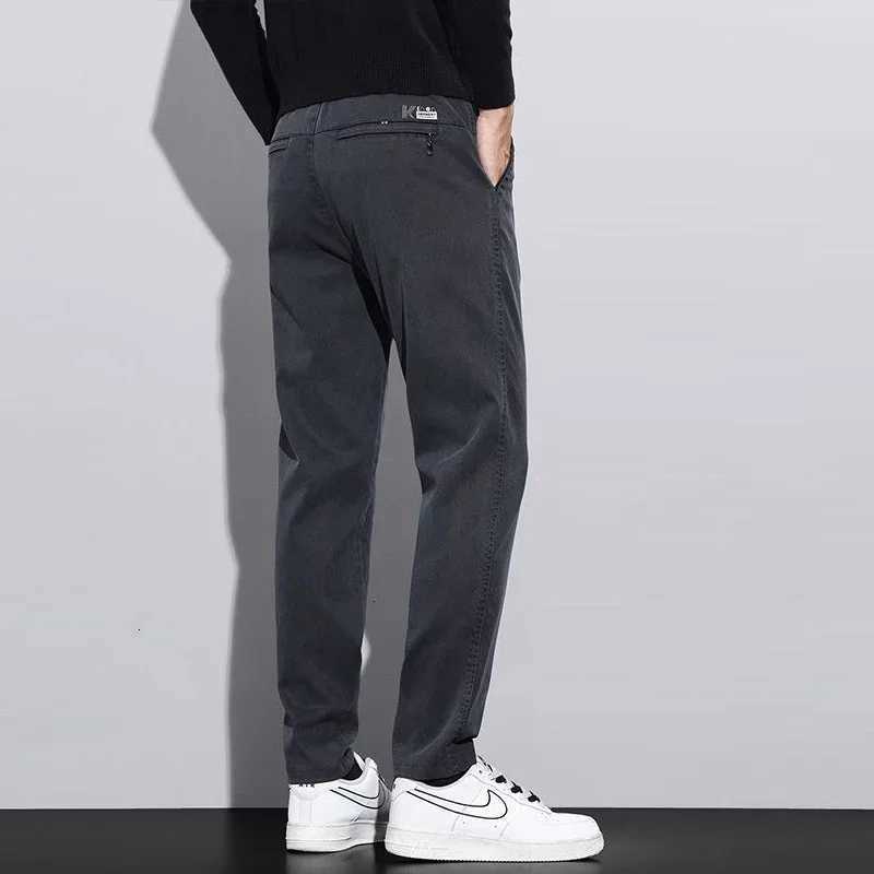 2025 Spring Summer Mens Commute Straight Leg Slim Fit Pants Men Business Casual Pants Mens Gray Elastic Tight Narrow Leg Pants W250819