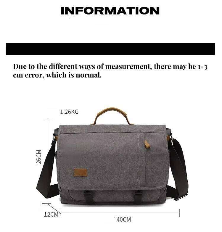 Canvas Shoulder Messenger Men Business Laptop Bag For Book Laptop Backpack