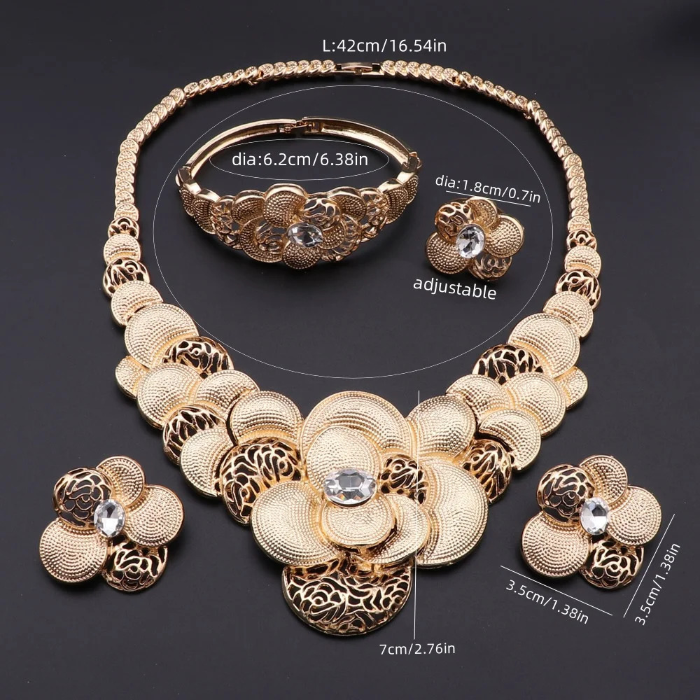 Fashion African Jewellery Set Dubai Gold Color Jewelry Sets Women Customer Nigerian Wedding Flower Gift 250818