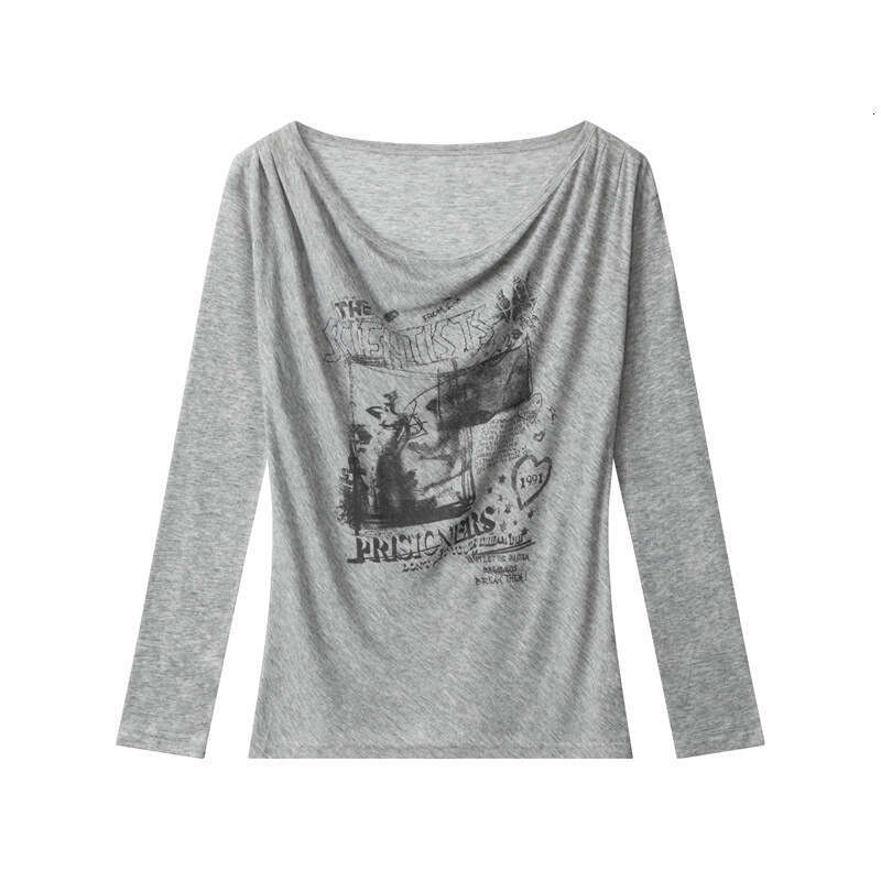 American Style Round Neck Niche Design Loose New Spring And Autumn Long Sleeve T-Shirt For Women Hot Girl Top B5