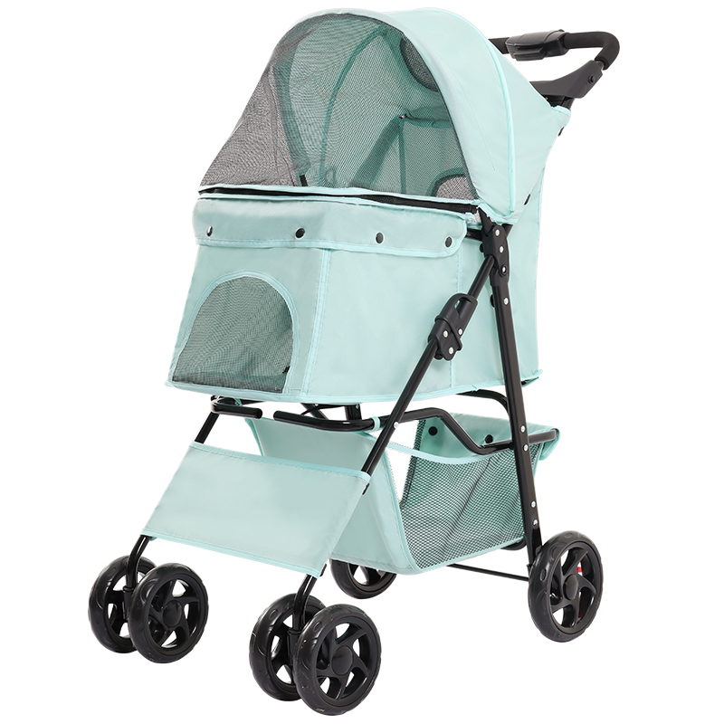 Pet Stroller Converts to Detachable Carrier and car Booster Seat,Foldable 4-Wheeled Jogging Puppy Stroller,with Rubber Wheels All Terrain Dog Stroller