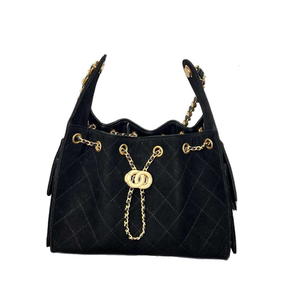 Style Washed Denim Hippie Underarm Fashion Caviar Wanderer Chain Drawstring Crossbody Bag