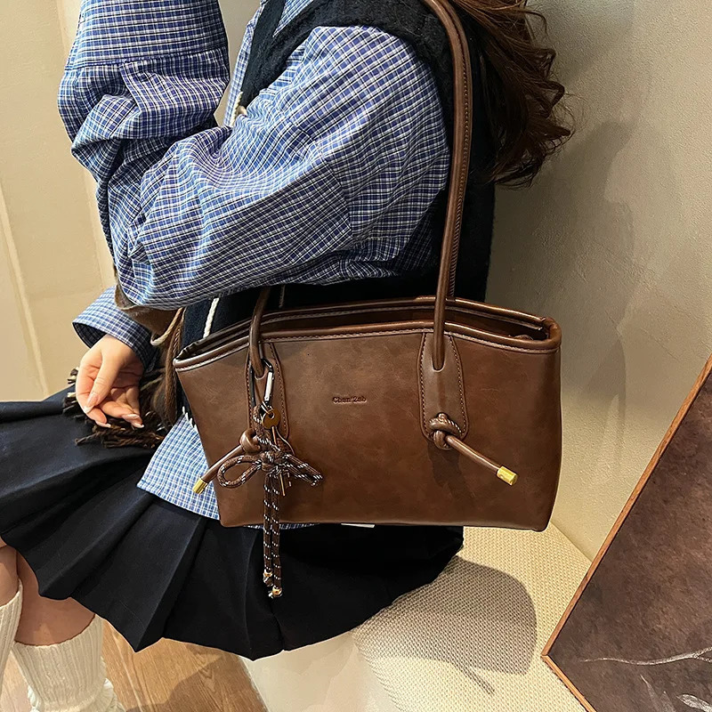PU Leather Shoulder Bags For Women Winter Y2K Trend Female Crossbody Bag Lady Handbags And Purses Retro Tote Bag bolso 250818