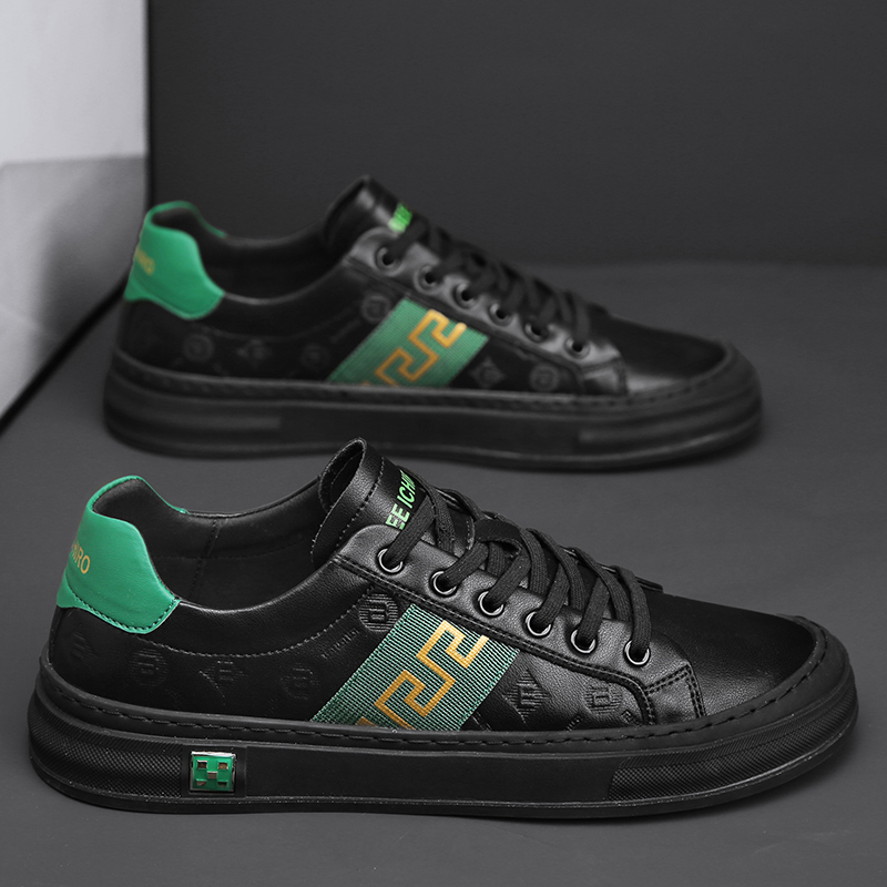 Men's summer British trend plimsoll shoes 2025 new genuine leather soft sole white shoes men's breathable versatile casual