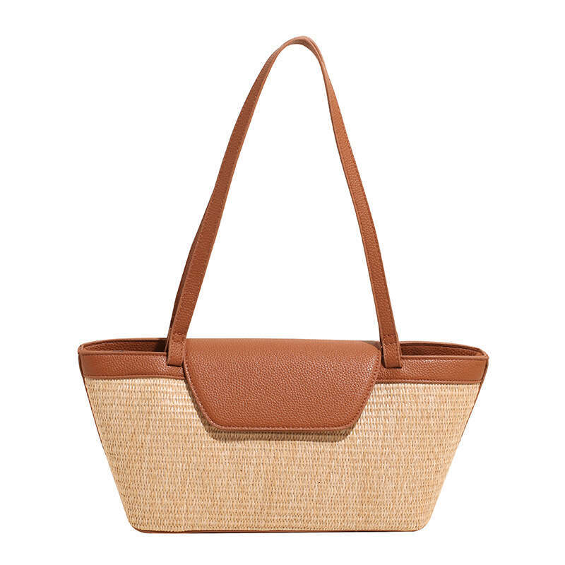 French Style Niche Straw Large Capacity Tote for Women 2025 Summer Casual Vacation Beach Designer Bags Woven Shoulder Bag Trendy