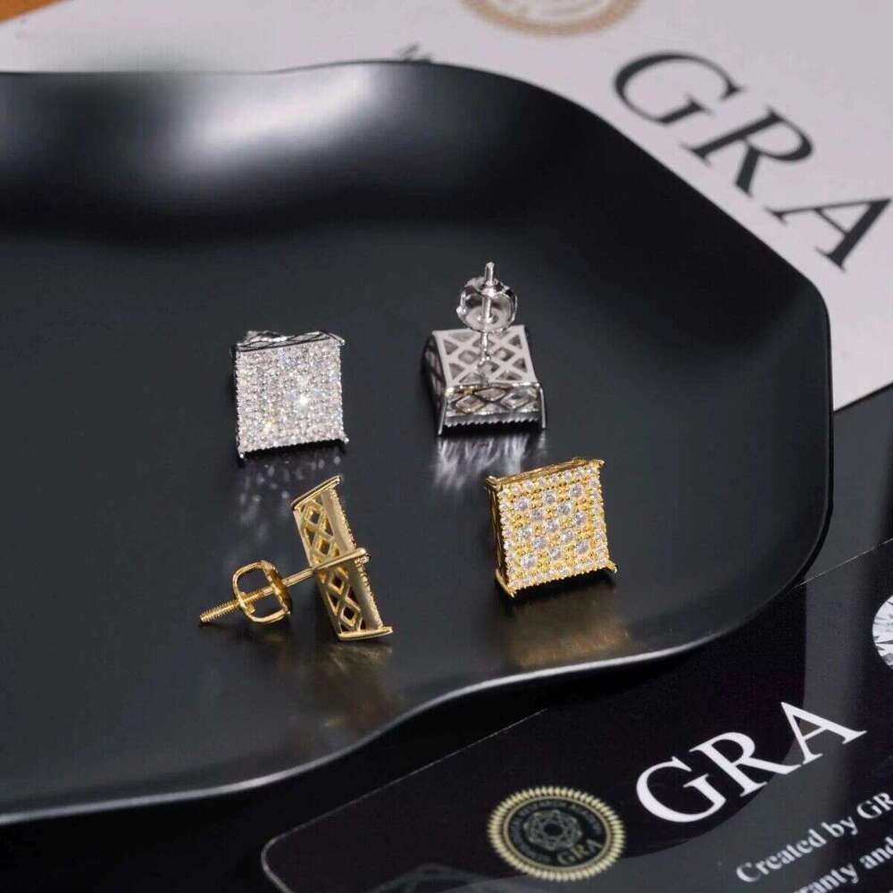 Hotsale Moissanite Dia Square Stud Earrings Fashionable Jewelry Design in Sterling Sier