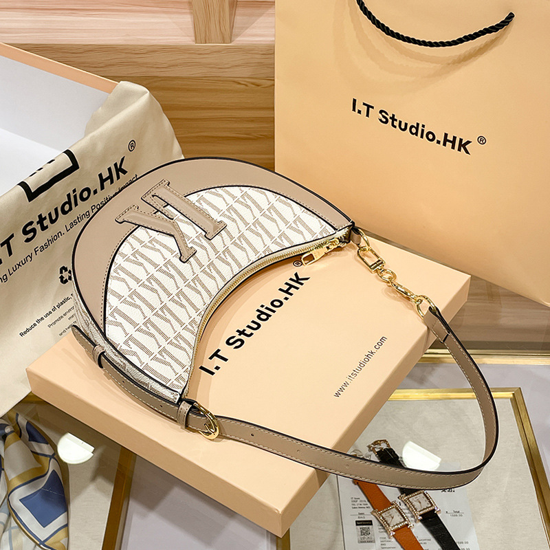 LORDLY KNACK designer bag light luxury genuine leather half moon bag versatile high-quality vintage fashion trend handbag for woman