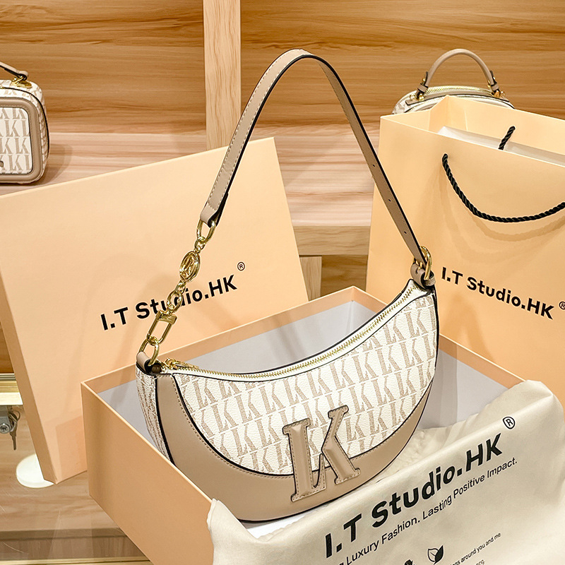 LORDLY KNACK designer bag light luxury genuine leather half moon bag versatile high-quality vintage fashion trend handbag for woman