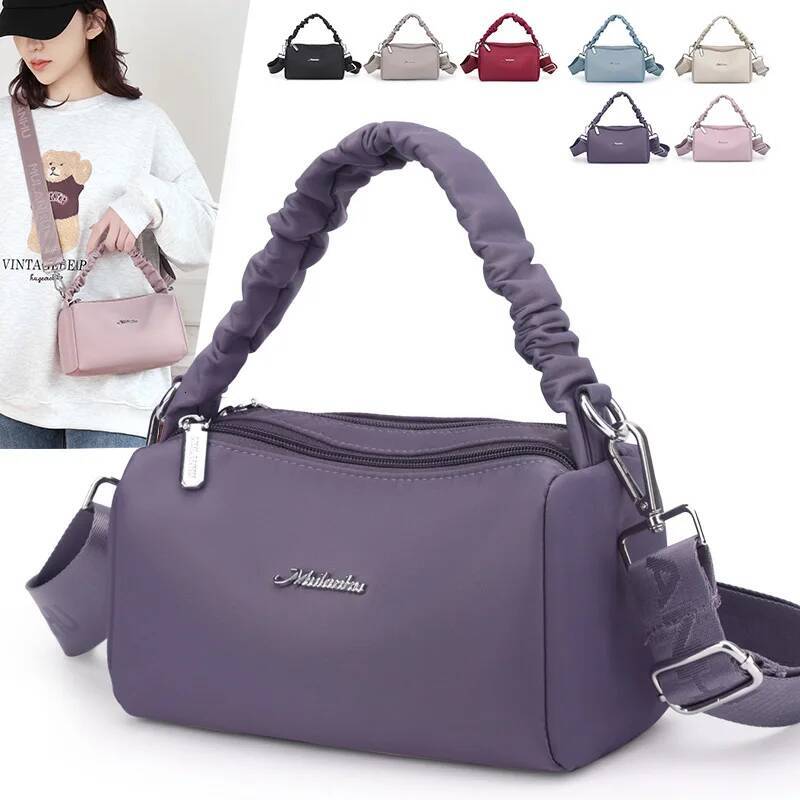 Many Pockets Casual Tote Bag Waterproof Shoulder Crossbody Bags For Women Solid Color Messenger Sac Purses And Handbags New 2025