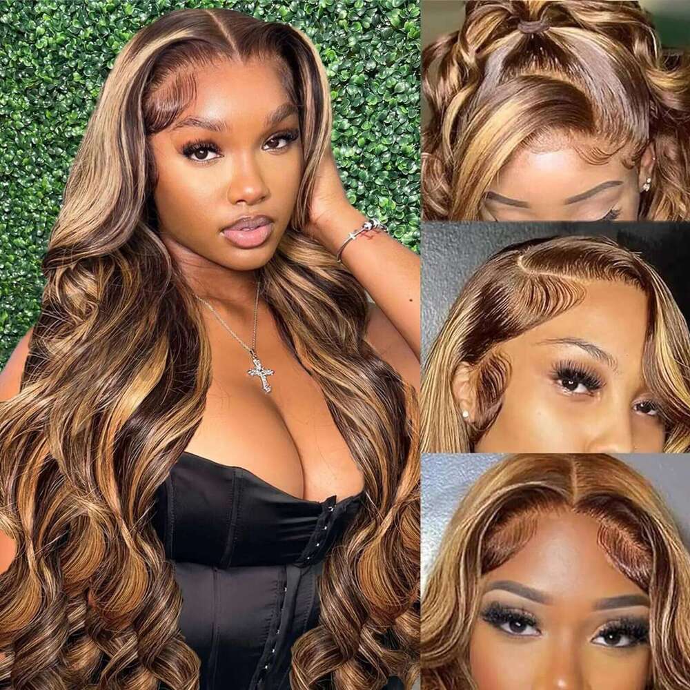 30 Inch Colored Highlight Human Hair Brazilian Body Lace Front Wigs For Women 13X4 13X6 Hd Transparent Loose Wave Wig
