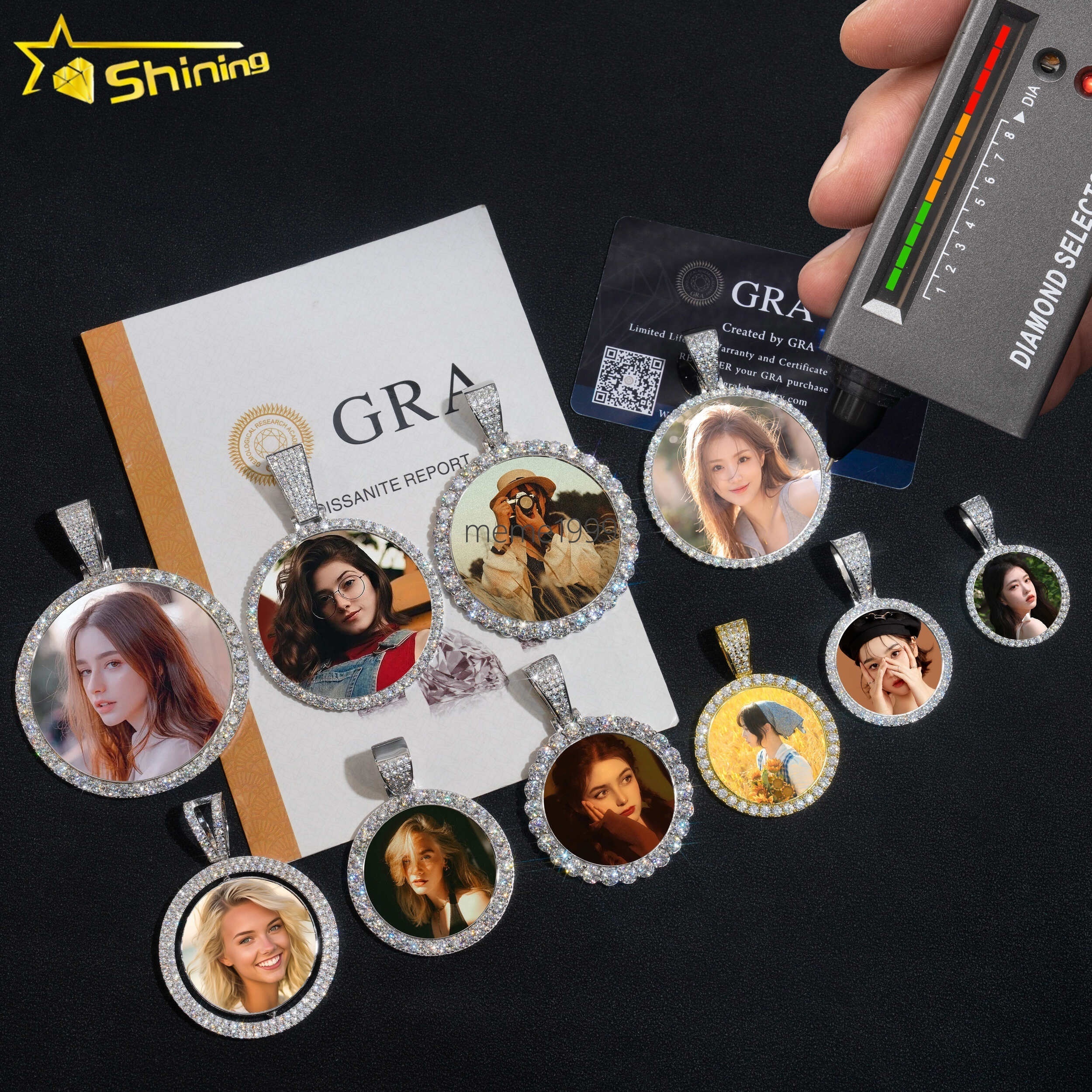 Custom Solid 925 Sterling Silver Pass Diamond Tester Iced Out Hip Hop VVS Moissanite Picture Pendants