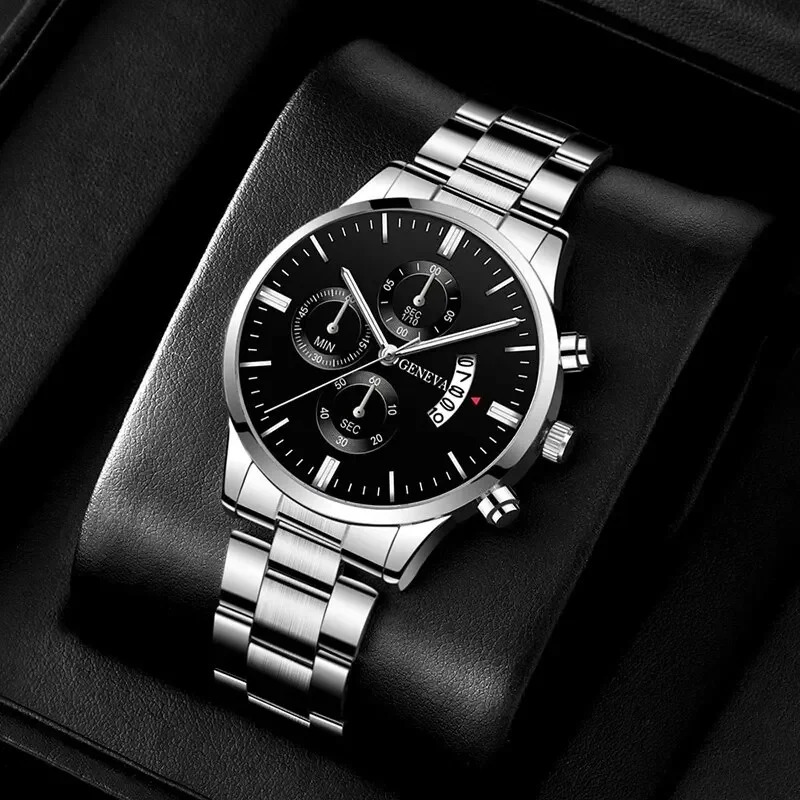 Fashion Men Stainless Steel Watch Calendar Quartz Wrist Watch Business Watches Man Clock Male Bracelet Wristwatch 250819