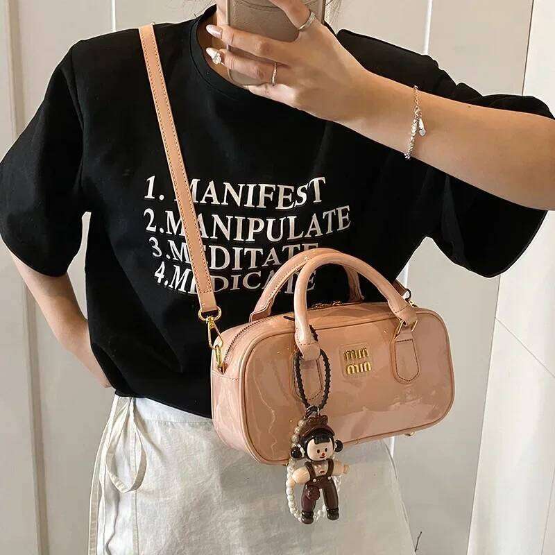 Miu-Style Women's Bowling Boston Shoulder/Crossbody Pillow Bag Luxe Puff Design, High-Quality Soft Leather | Trendy
