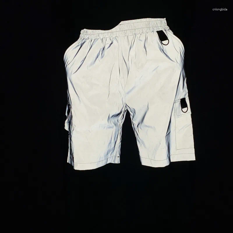 Men's Shorts Trendy Brand Design Colorful Reflective Cargo For Men Summer Loose High Street Hip-Hop Wide-Leg Five-Point Pants