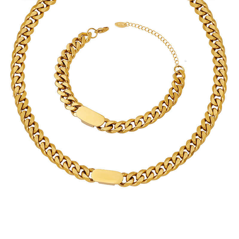 Ins Style Exaggerated Chain Necklace Minimalist Hot-Selling Light Bracelet Jewelry Set