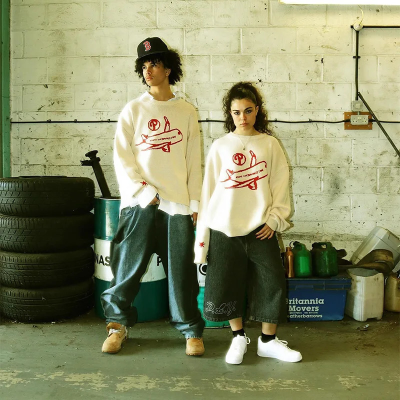 Mens Sweater Jumper Long Sleeve Knitwear Tops Oversized Graphic Fashion Y2k Streetwear Harajuku Winter Korean Clothes 250819