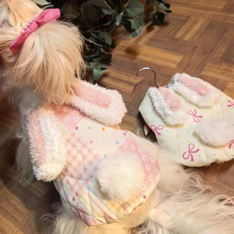 T977 Dog pet clothes new plaid Bichon spring and summer Teddy small pumpkin skirt thin Schnauzer cat puppy