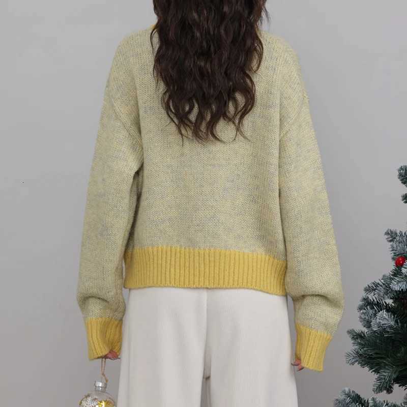 2025 Long Sve Patchwork Knitted Sweater Single-breasted Cardigan O-neck Casual Warm Coat Office Outerwear Autumn Winter XJ250819