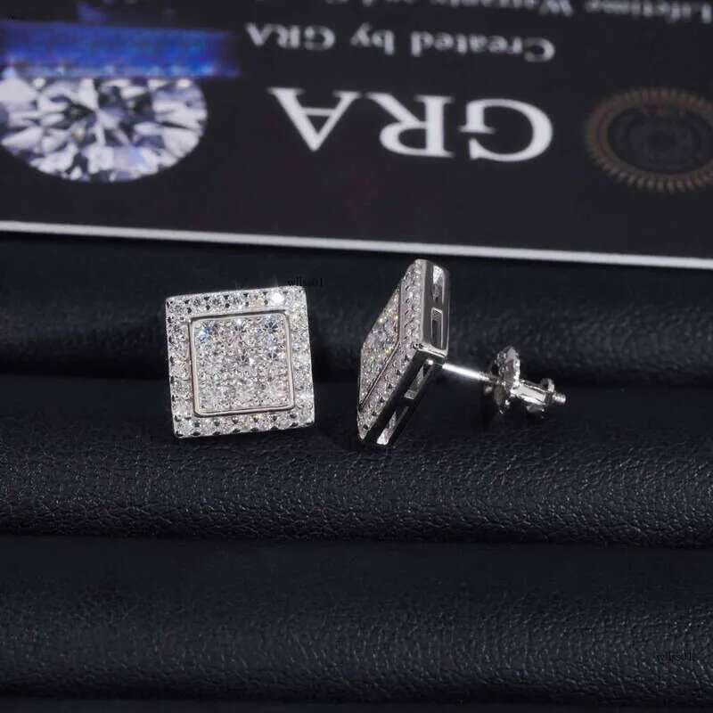 Hight Quality New Arrival Pass Tester GRA VVS Lab Dia Fully Iced Out Sier Jewelry Moissanite Stud Earrings