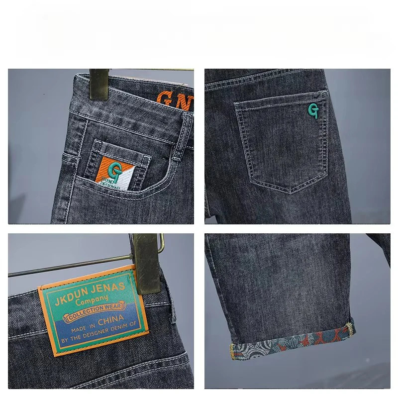 Summer Mens Embroidered Denim Shorts Fashion Straight Slim Personality Streetwear Jeans Male Bermuda Short Pants 250819