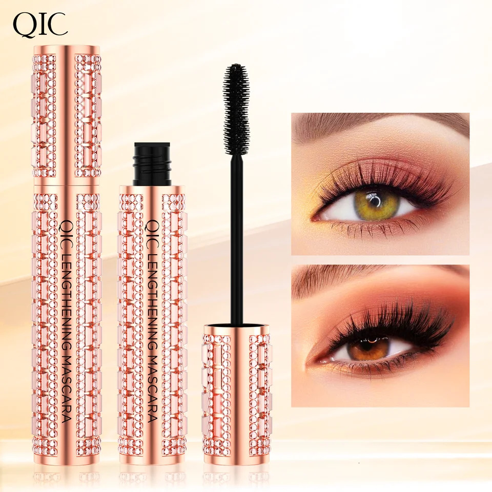 QIC Fashion Diamond 4D Mascara Waterproof Eye Make-up Cosmetics Peanut Silicone Brush Lengthening Curl Lashes Fast Dry 250818