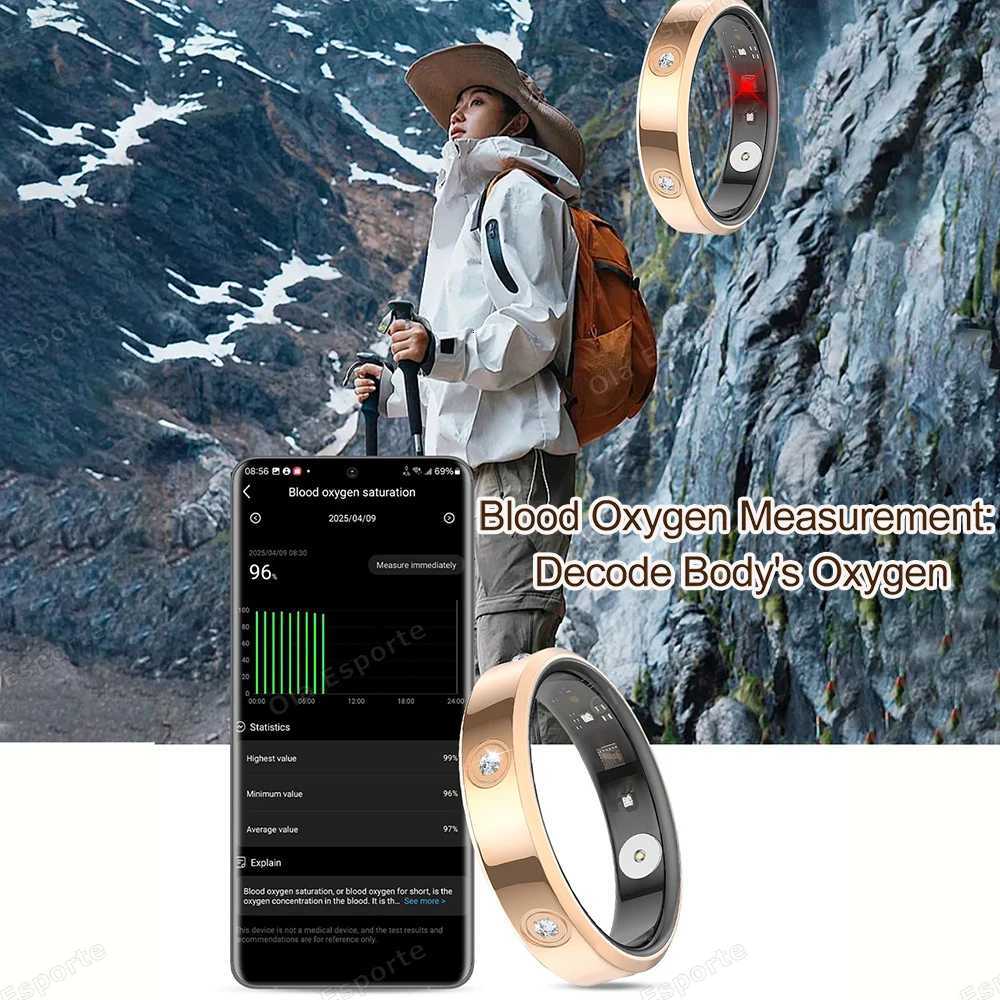 Ola Esporte Diamond Smart Ring New Couple Gift SmartRing Health Monitor Waterproof Ultra Thin Fashion Sport Ring for Mens Women W250819