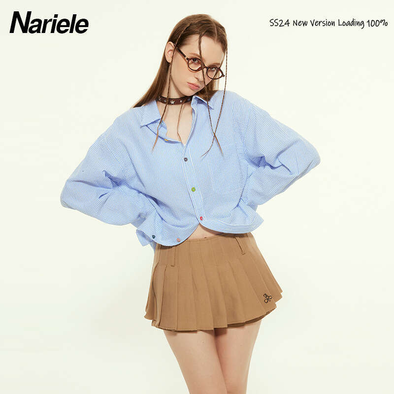 Spring And Autumn New Design Sense Niche Loose Color-Block High-End Versatile Women's Long Sleeve Shirt B5