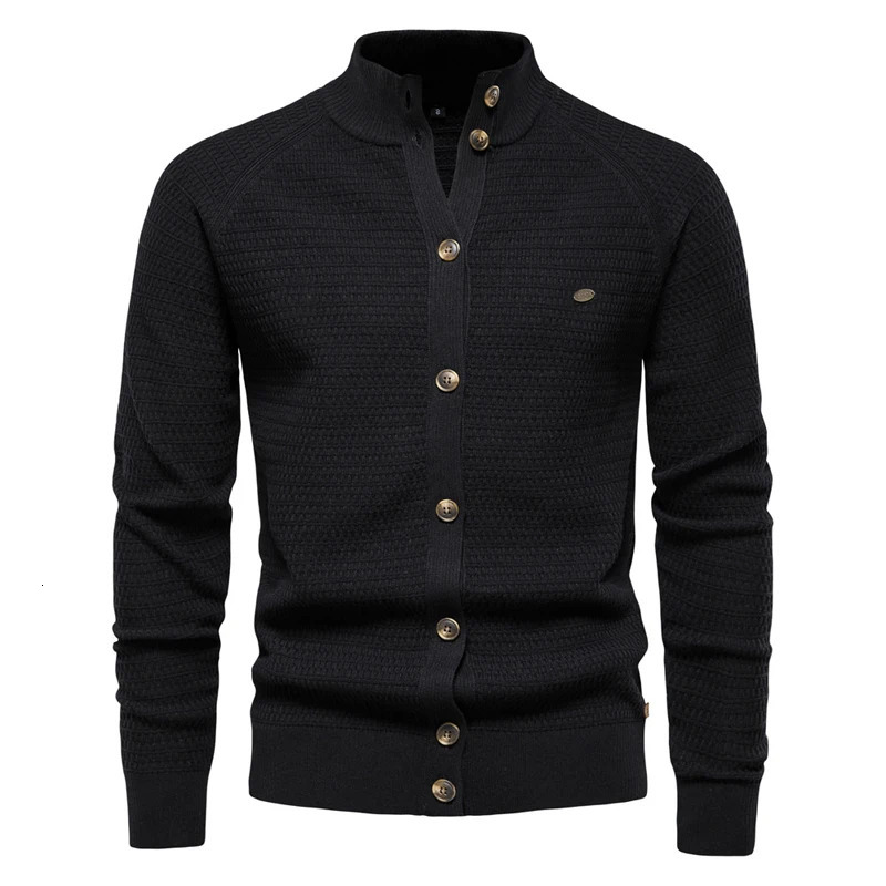 Knitted Mens High Quality Button Mock Neck Sweater for Men Winter Fashion ner Cardigans top 250819