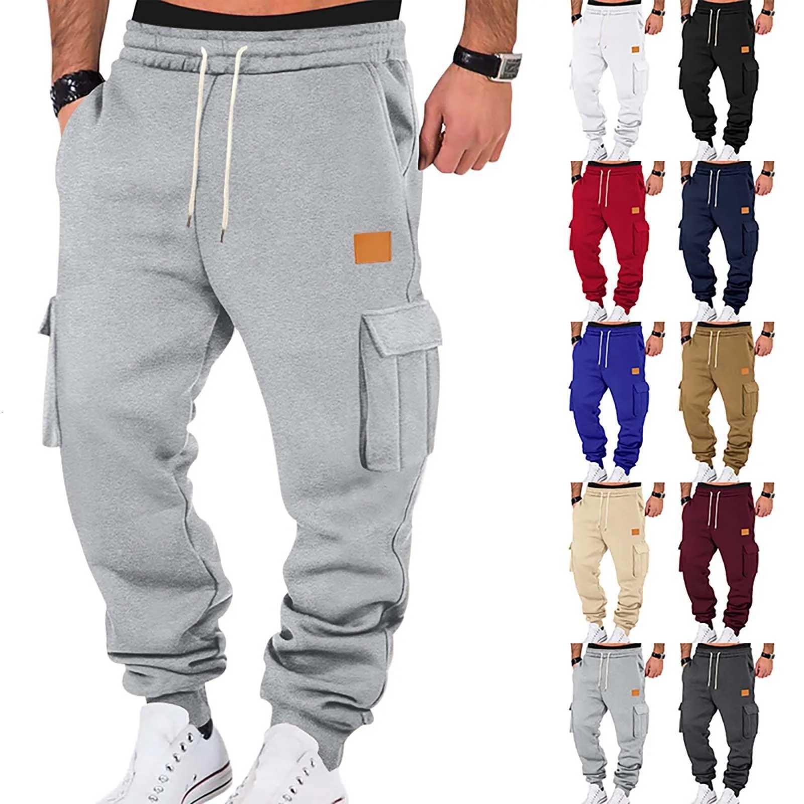 2025 New Mens Cargo Pants Casual Loose Autumn Winter Straight Baggy Pants Multi-Pockets Solid Color Pinting Sweatpants W250819
