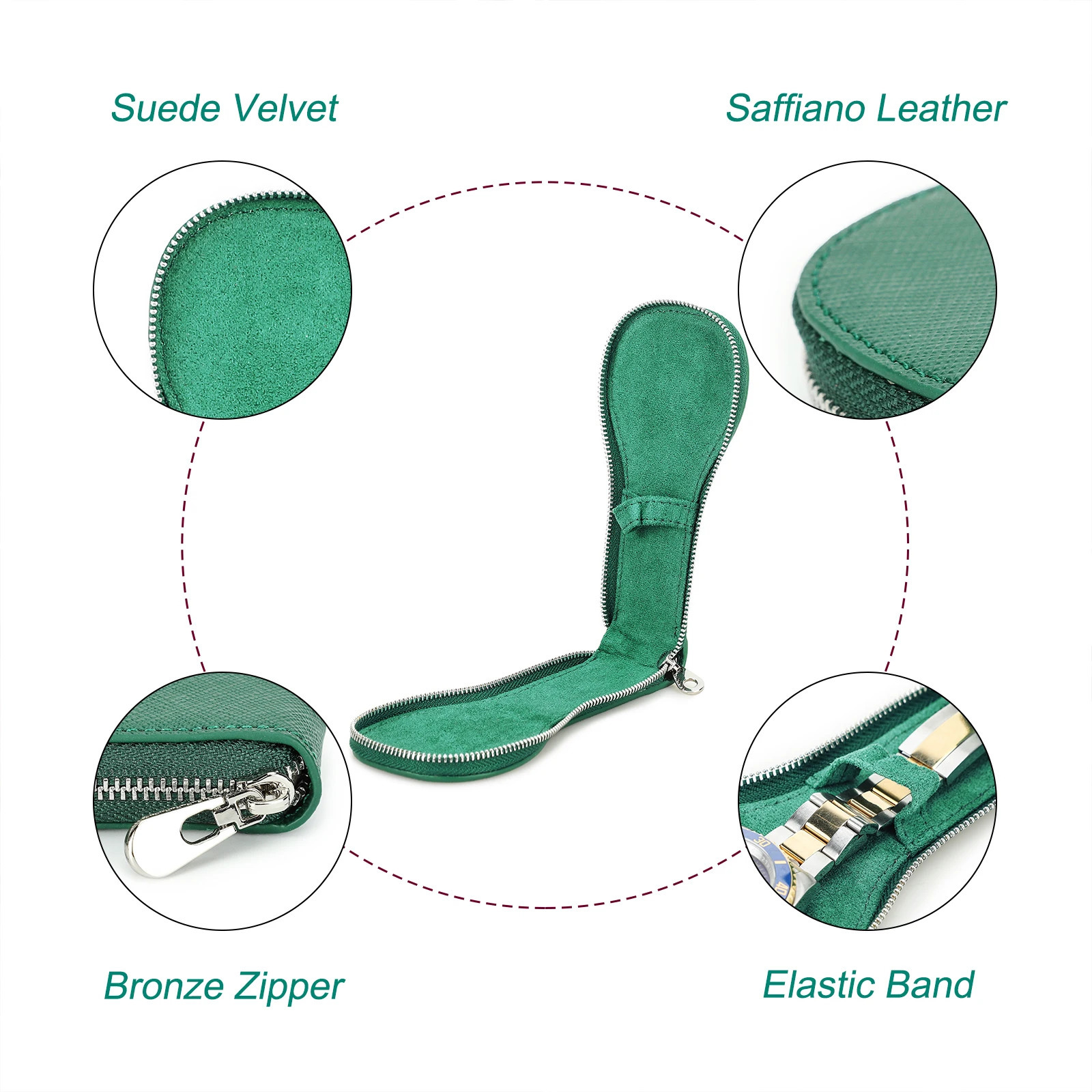 CONTACTS FAMILY Retro Style Single Slot Watch Case 100% Handmade Genuine Cowhide Leather Travel Portable Bag Display Organizer 250819