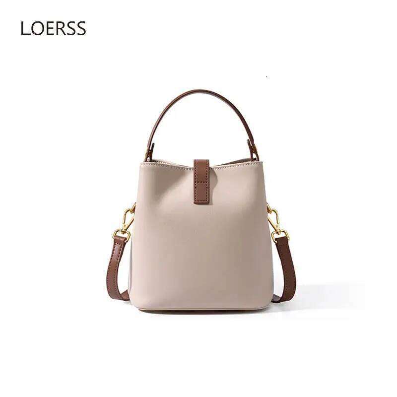 LOERSS Genuine Leather Bucket for Women s Solid Color Crossbody Bag Large Capacity Handbags New Design bag