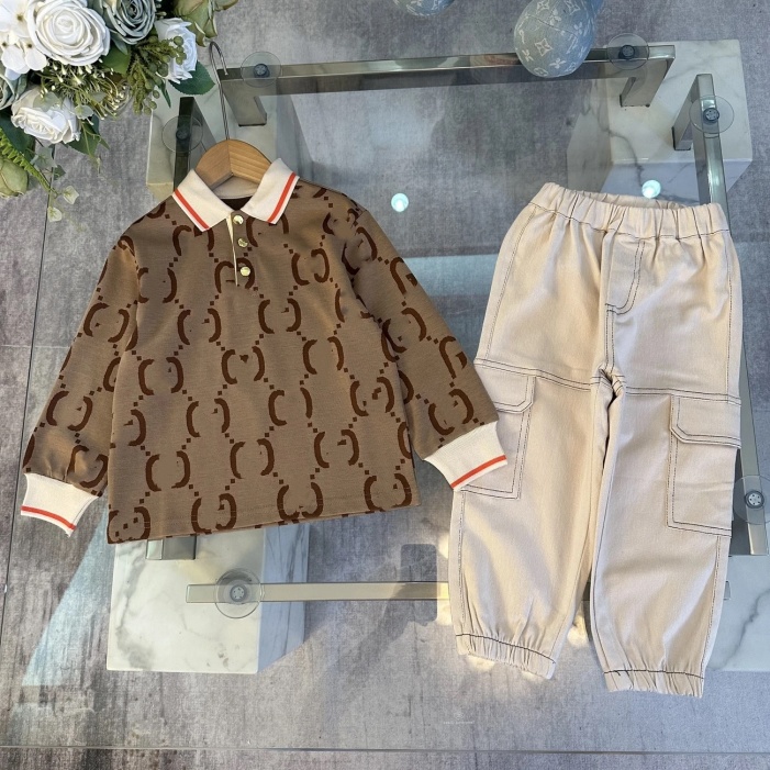 Luxury children's sportswear Designer polo Boys & Girls Clothing set Classic brand clothing set Children's autumn long sleeve sleeve two-piece set size 90cm-150cm B1
