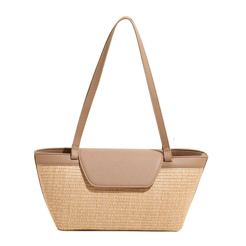 French Style Niche Designer Straw Large Capacity Tote for Women 2025 Summer Bags Casual Vacation Beach Woven Shoulder Bag Trendy