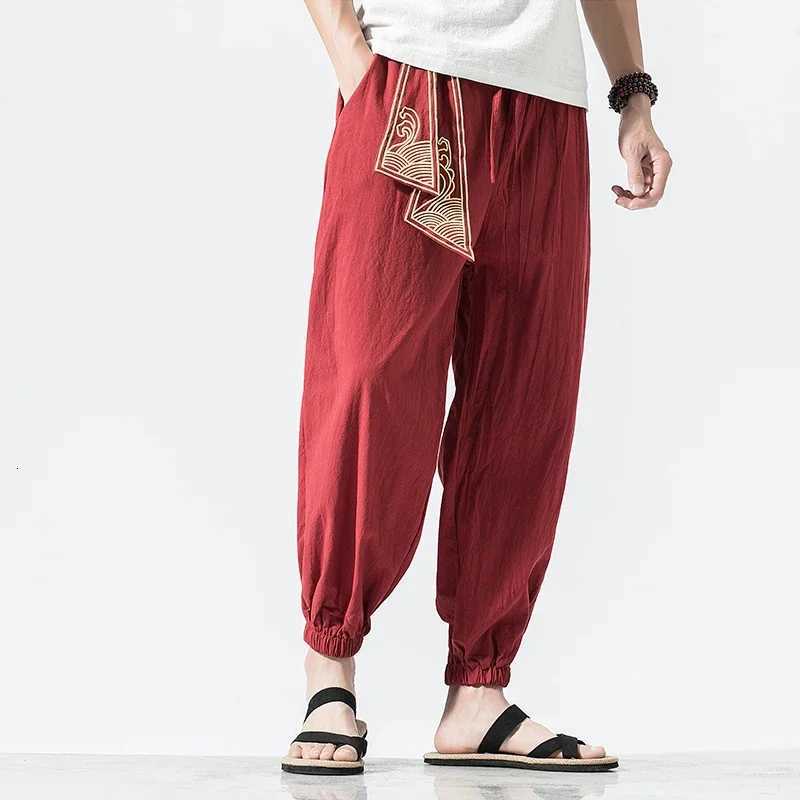 Kimono Men Cotton Linen Japanese Samurai Costume Ukiyo-e Print Belt Retro Harem Pants Mens Hip Hop Harajuku Haori Baggy Trousers W250819