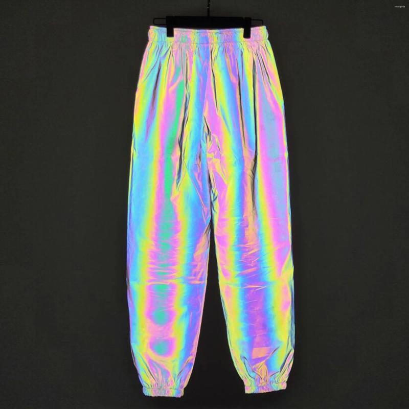 Men's Pants Holographic Men Reflective Rave Geometric Colorful Hip Hop Casual Jogging Sweatpants Clothing