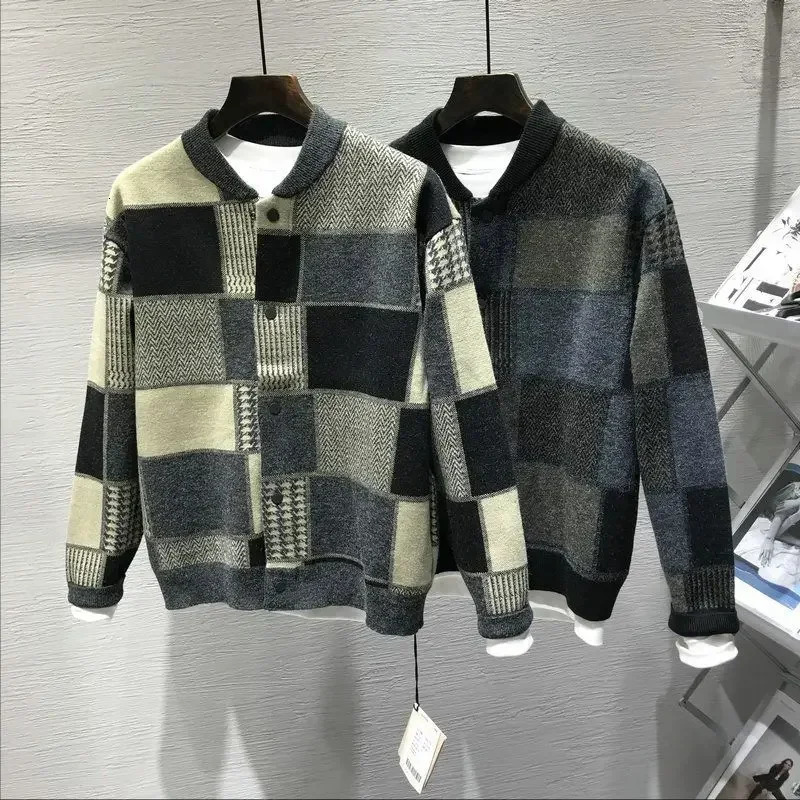 Grunge Autumnr and Winter Knit Cardigan Man High Quality Sweater for Men Clothing Deals Korean Style Open Y2k Coats 250819