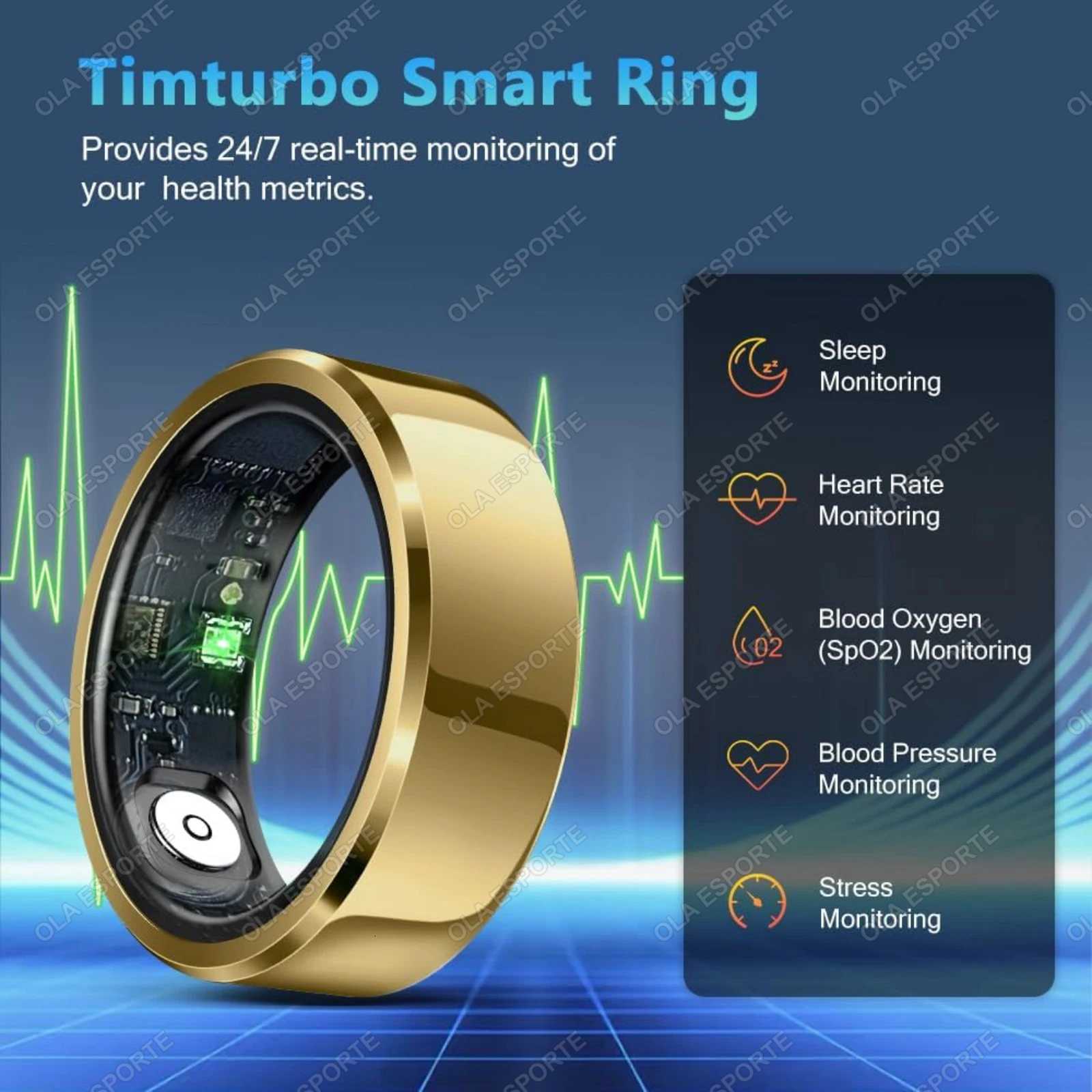 2025 Smart Ring Blood Pressure Heart Rate Sleep Monitoring Smart Ring IP68 5ATM Waterproof Multi-sport Mode Smart Ring for Men and Women W250819