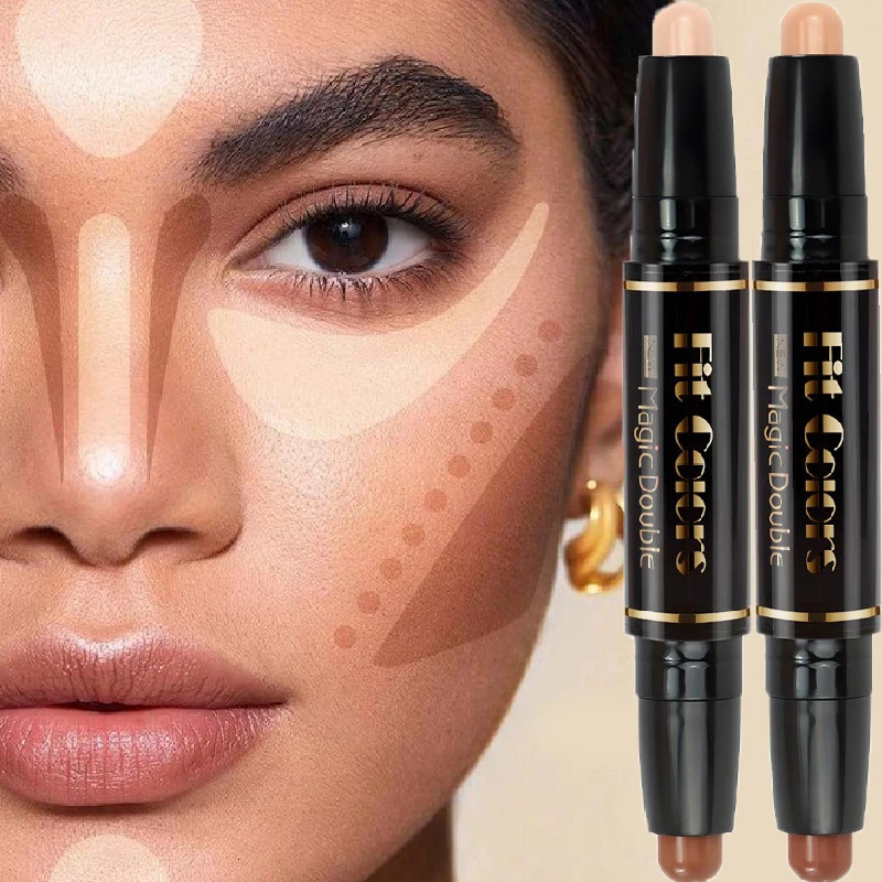 Double-head Highlight Shadow Stick Face Bronzer Contouring Pen Foundation Cream Concealer Makeup Base Beauty Womens Cosmetics 250811
