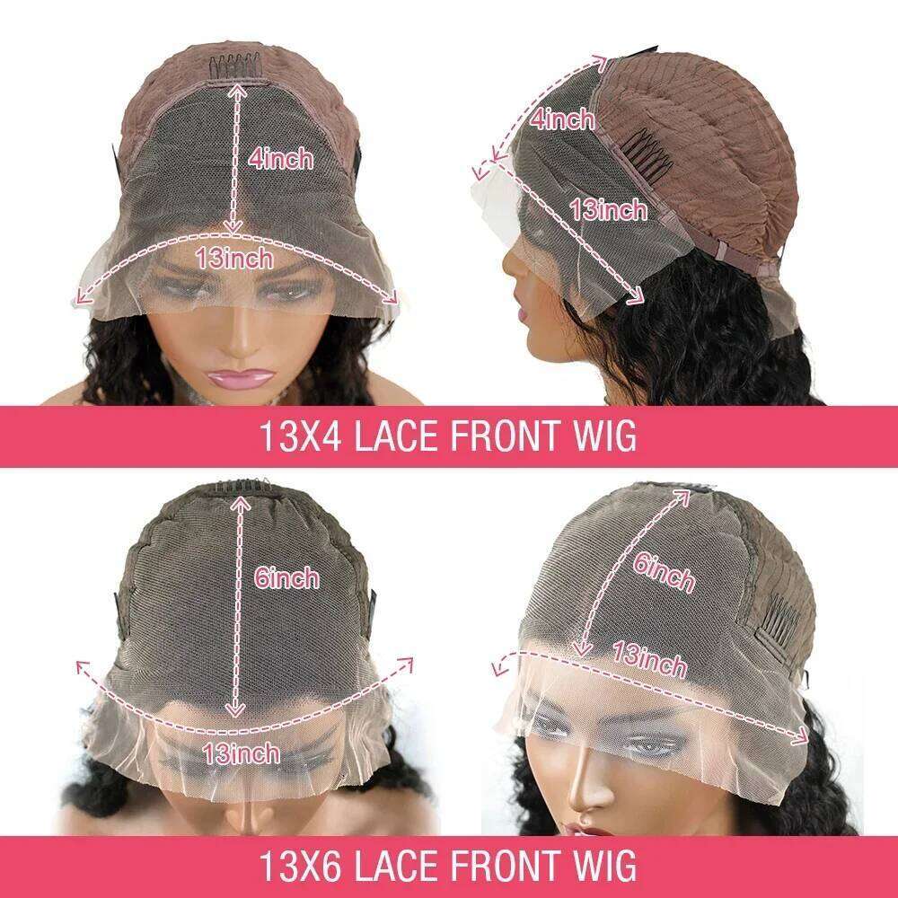 4C Edges Kinky Curly Frontal Wig Glueless Deep Wave 13X6 HD Transparent Lace Front Human Hair Wigs
