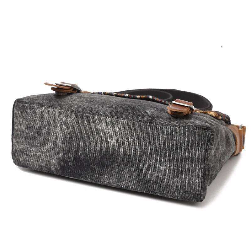 High Quality Waxed Canvas Shoulder National Style Crossbody Young Men Patchwork Color Flap Sling Bag 2022