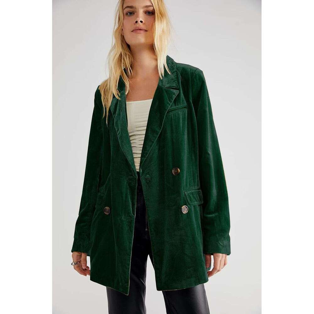 2025S 2025 New Gold Veet With Split Suit Jacket Ins Women's Top