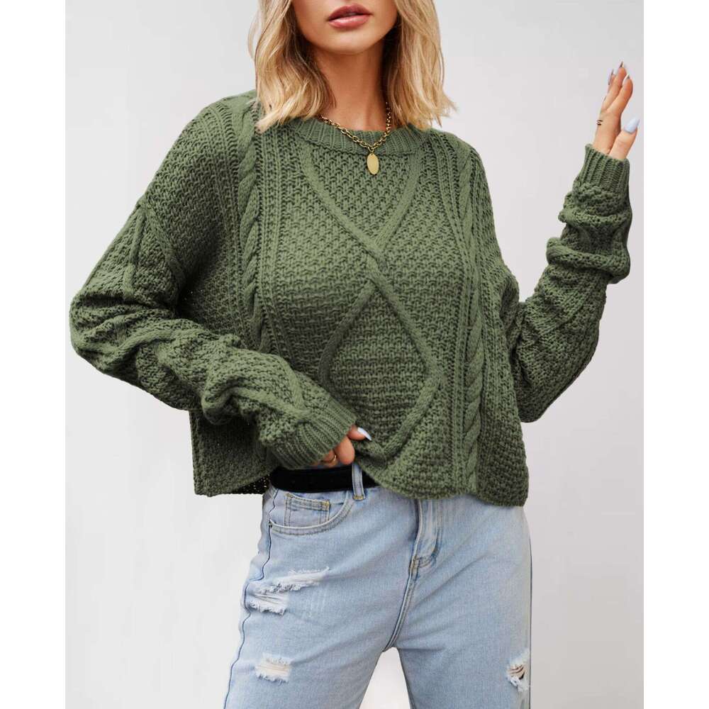 New Women's Twisted Autumn Winter Loose Thick Knit Pullover Sweater Plus Size B5